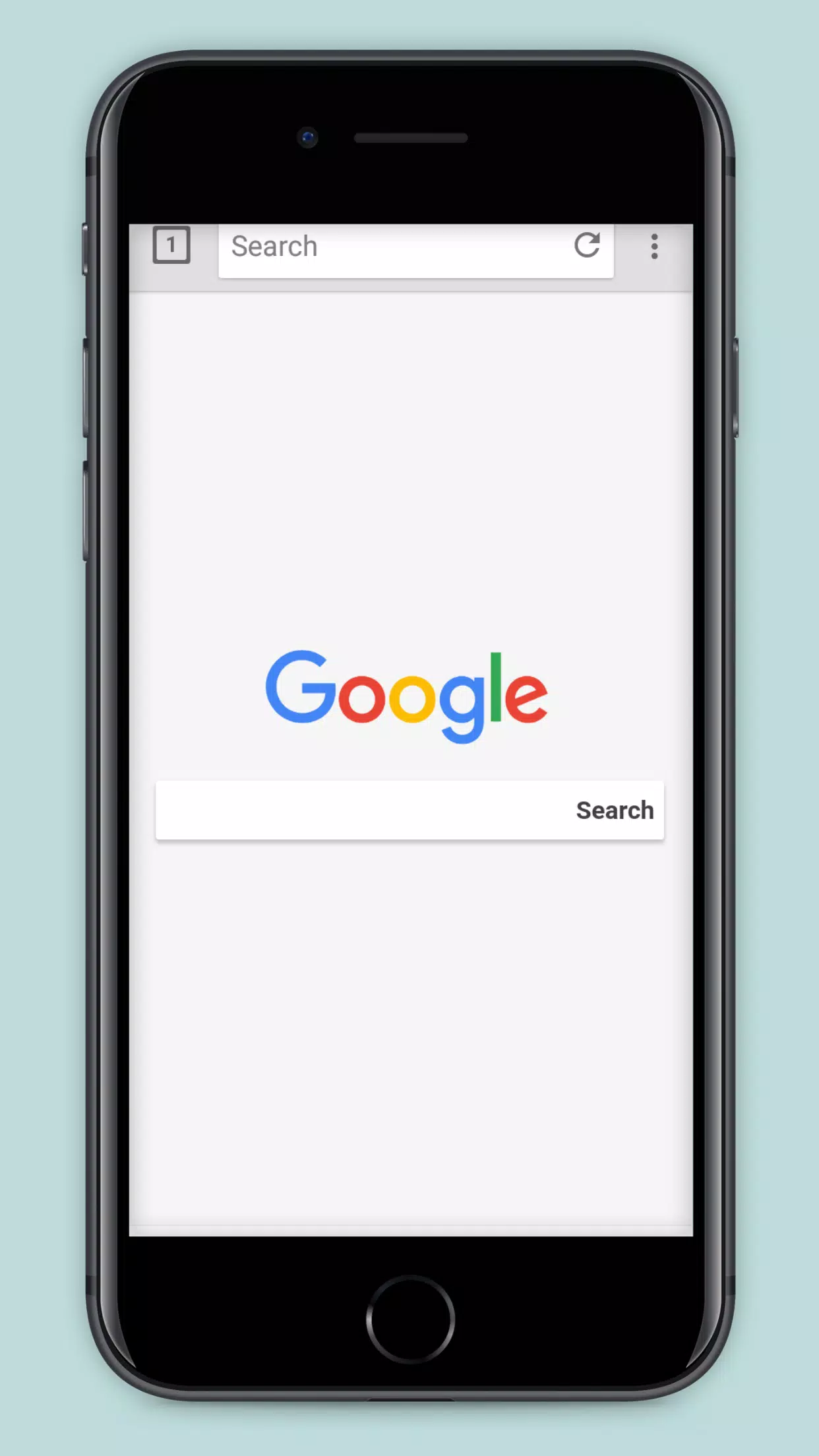 Leaf Browser APK displaying the Google Search homepage on an Android device — demonstrating full desktop-class web rendering inside a 6.0MB browser